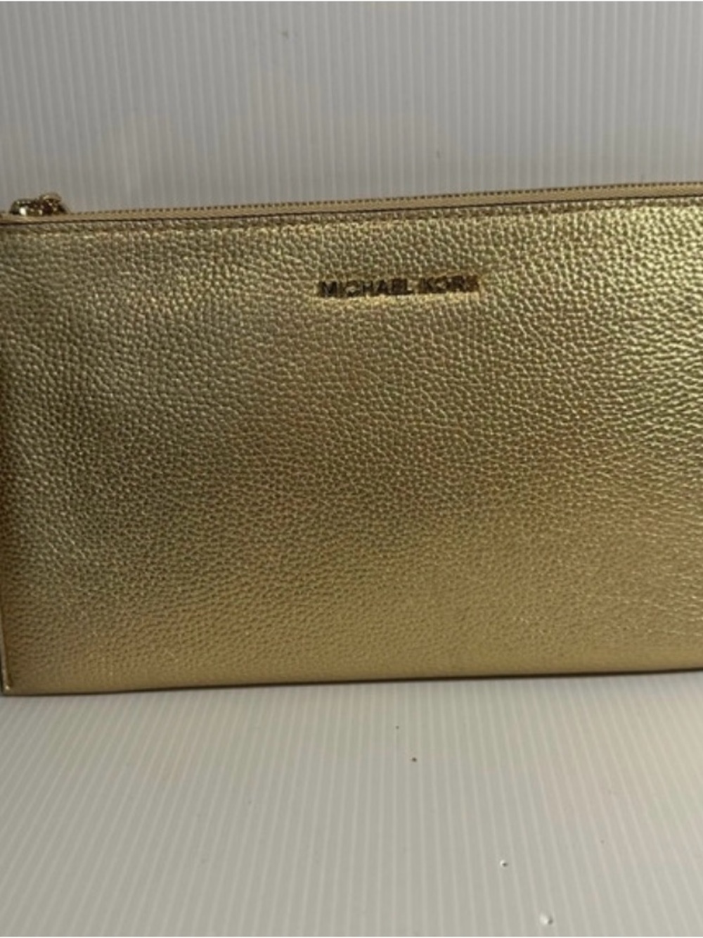 Michael Kors Metallic Gold Leather Wristlet